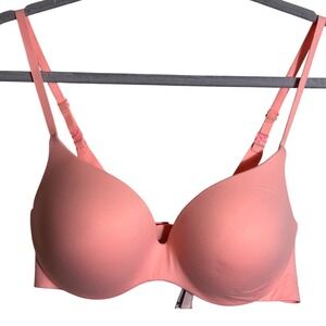 Victoria's Secret Perfect Shape Lightly Lined Pink Plunge Bra 34C